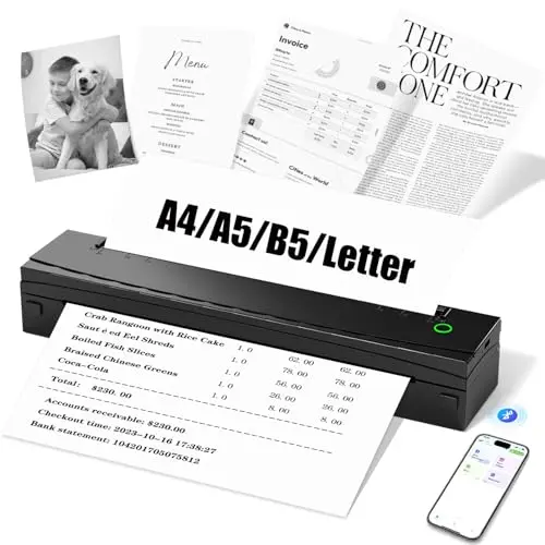 NDYIN D80 portable thermal printer printing a long receipt