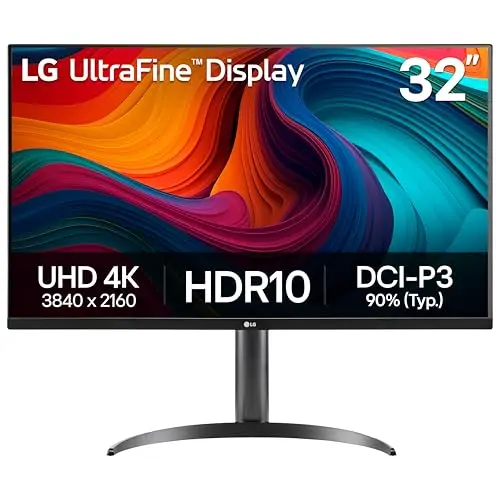 LG 32UR550K-B black 32-inch 4K monitor with height-adjustable stand