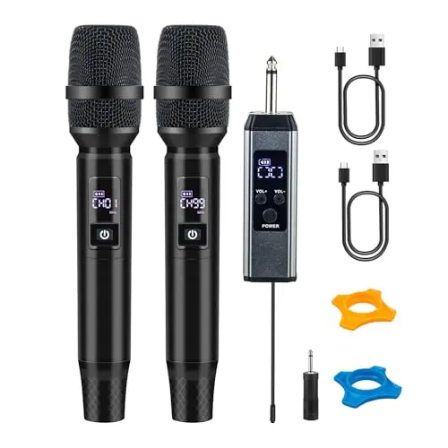 MOREFAND all-metal wireless microphone and receiver set with LCD display