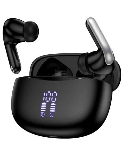 AILKIN black wireless earbuds with USB-C charging case