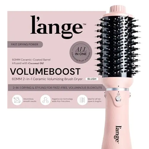 L'ANGE HAIR VolumeBoost ceramic hair dryer brush in blush pink