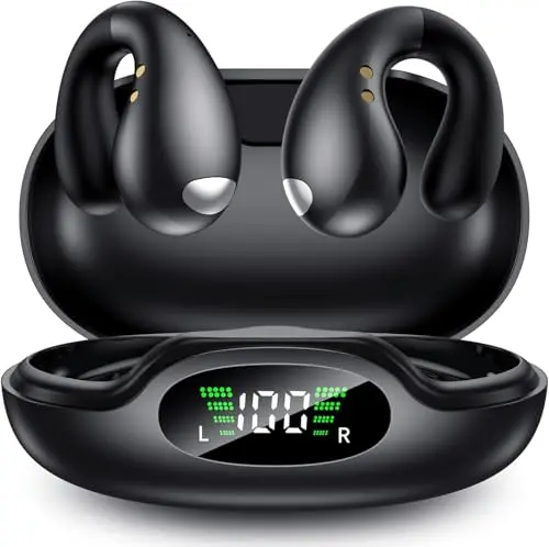 Boytond Ultra open ear clip-on earbuds in classic black color