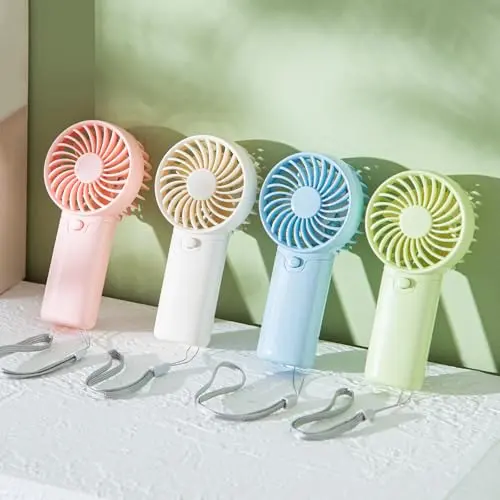 AIRPROSSING four-pack of colorful mini handheld fans in pink, white, blue, and green