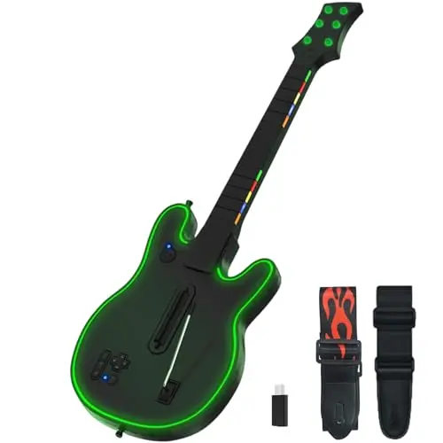 Lyvix wireless guitar controller with colorful RGB lighting on the fretboard