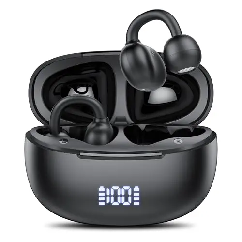 Achifine Black open-ear clip-on wireless headphones
