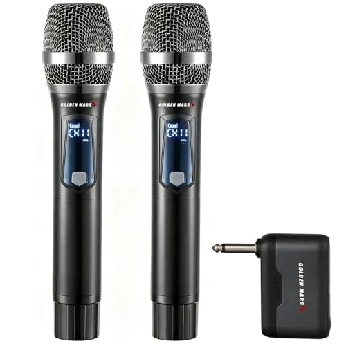 GOLDEN MARS silver wireless handheld microphone system with USB-C charging