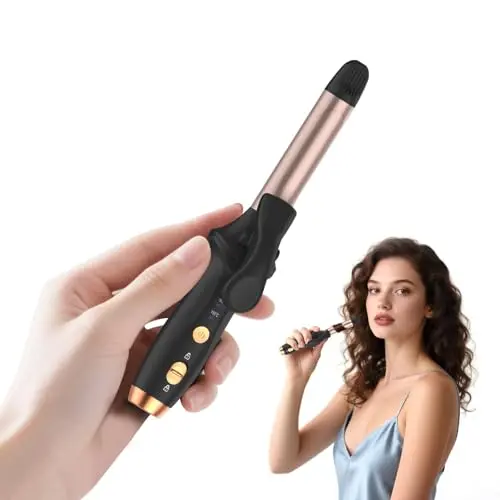 LNSTN black cordless curling iron with negative ion technology