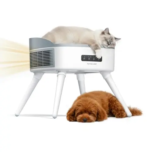 HOMERUNPET white ceramic space heater with built-in heated pet bed and control panel
