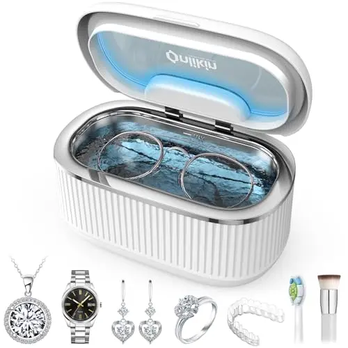 ONLIKIN white ultrasonic cleaner with digital display and 20oz stainless steel tank