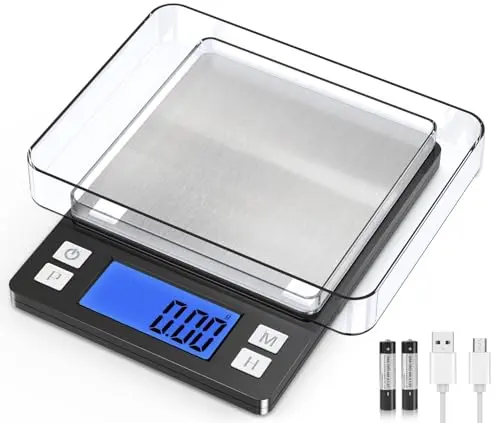 BOMATA black rechargeable digital scale with two trays