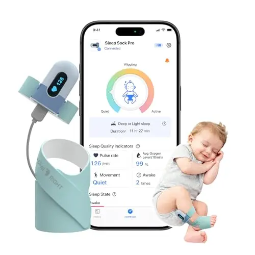 Babytone baby sock monitor with smartphone app display