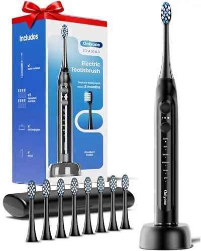 Onlyone sonic electric toothbrush with 8 brush heads and charging base