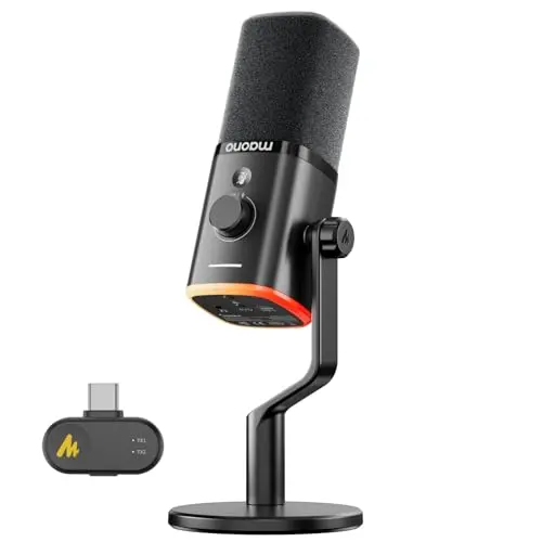 MAONO PD100W wireless USB dynamic microphone with RGB lighting
