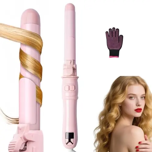 UOTJCNR automatic curling wand with LED display in pink