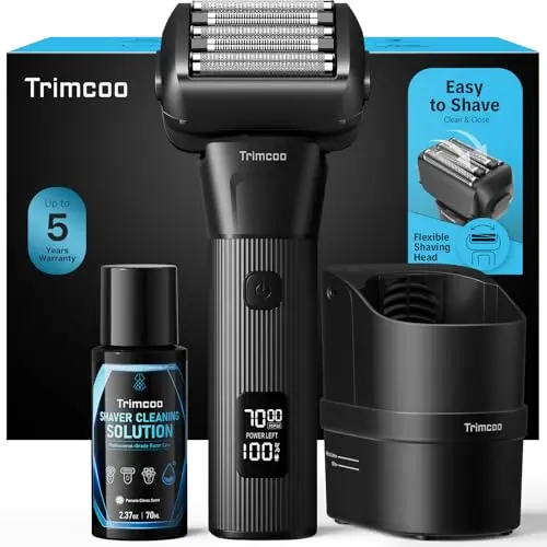Trimcoo 5-Blade electric foil shaver with self-cleaning station