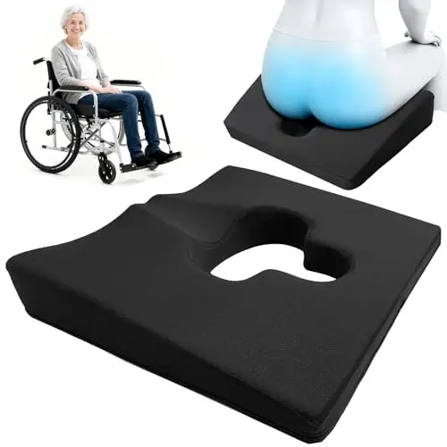 Rivquvi black seat cushion with T-shaped hollow center and honeycomb design