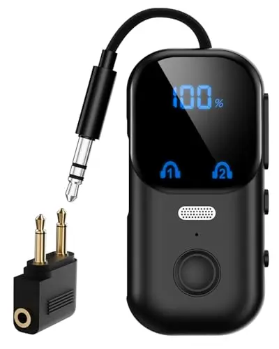 daskmenbo compact 2-in-1 Bluetooth transmitter and receiver with LED display
