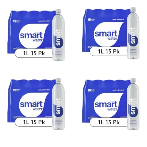Large case of 60 one-liter distilled premium water bottles
