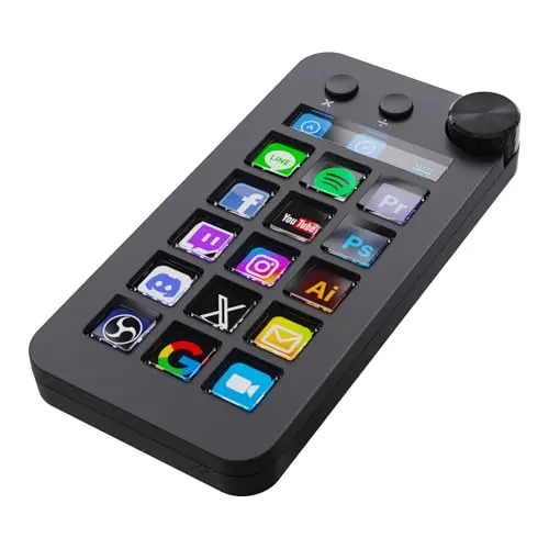 ActionRing N1 black stream deck with LCD screen keys and a large dial