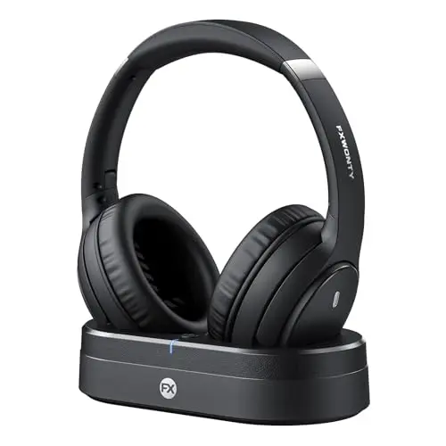 FXWONTY wireless TV headphones with transmitter base