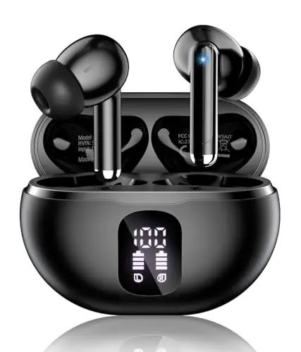 XIAOWTEK S66 wireless earbuds with LED display in black