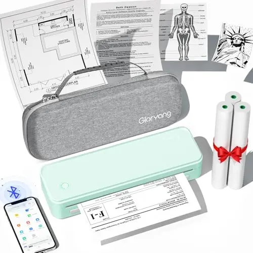 Gloryang green inkless portable thermal printer with carry case