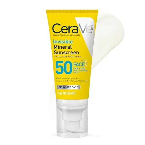 CeraVe Invisible Mineral Sunscreen SPF 50 travel-size tube