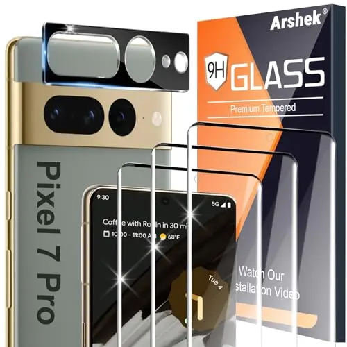 Arshek 3-Pack 9H Tempered Glass Screen Protector for Google Pixel 7 Pro