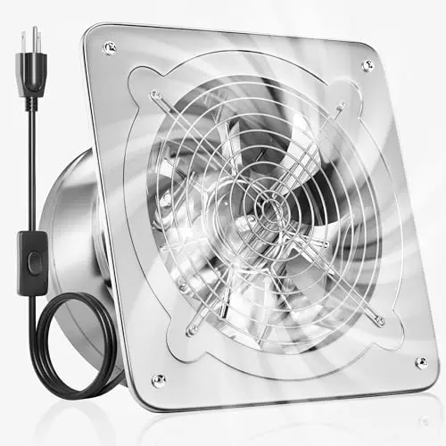 Voltset 8 inch silver metal exhaust fan with backdraft damper