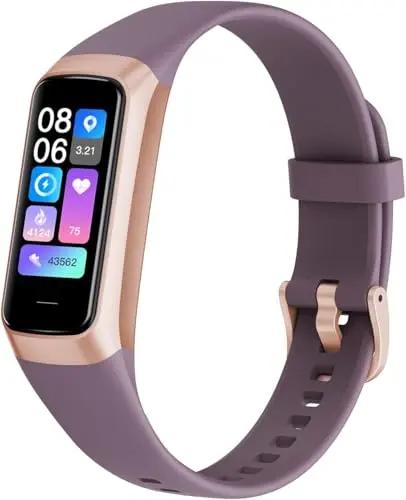 TROTY Fitness Tracker in Wine Red on a wrist during a treadmill run
