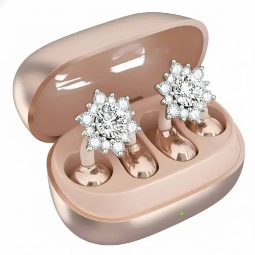xzqioue clip-on earbuds with a pearl and diamond earring design, shaped like an elegant ear cuff.