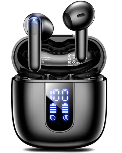 Haqquio T10 black wireless earbuds with LED display case