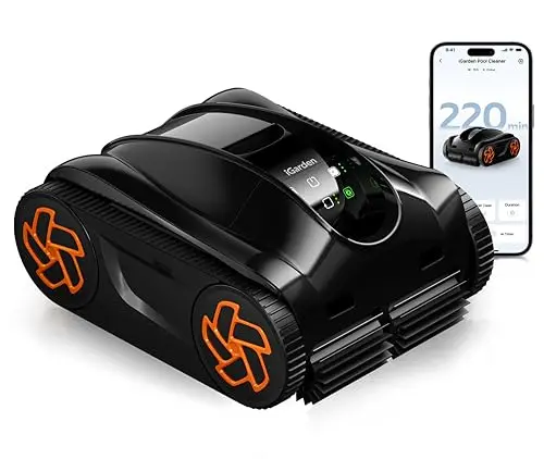 iGarden K36 robotic pool vacuum with touchscreen display