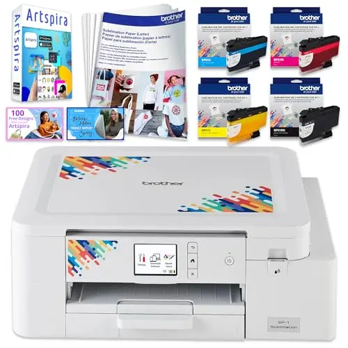 Brother SP-1 off-white dye-sublimation printer with ink bottles