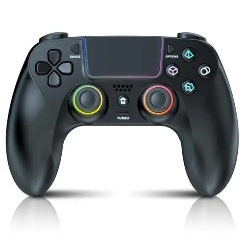 GUOC LED wireless controller for PS5 with extended grip and hall-effect joystick