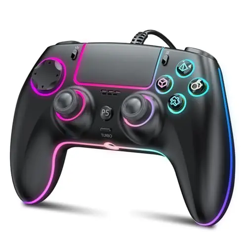 GUOC RGB wired controller for PS5 with hall-effect joysticks
