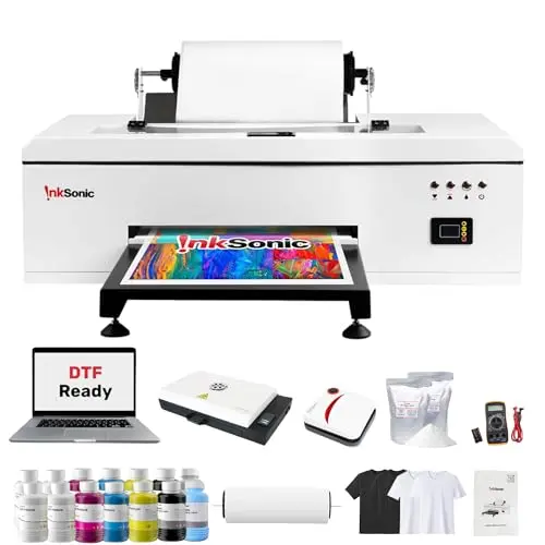 RocRow InkSonic R1390 DTF printer bundle with laptop and oven