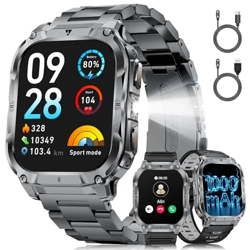 LIGE SMART 2.0 inch military smartwatch with a square face and silicone strap