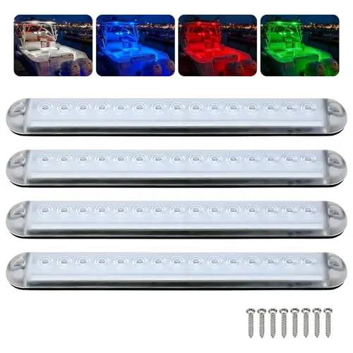 ULITECO 4-pack RGBW marine courtesy light strip with anti-glare lens