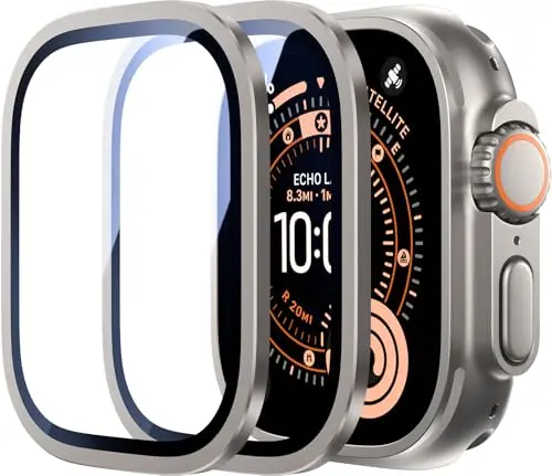 Uyiton titanium alloy and tempered glass screen protector for Apple Watch Ultra 2