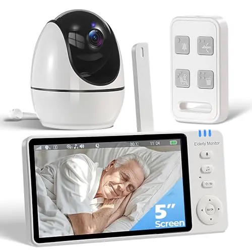 JEMXITG elderly care monitor with 5-inch screen, camera, and emergency remote