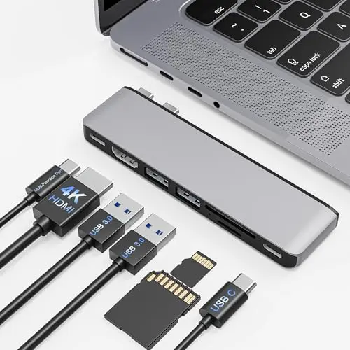 Yeemie Pro 7-in-2 USB C hub for MacBook with Thunderbolt 4