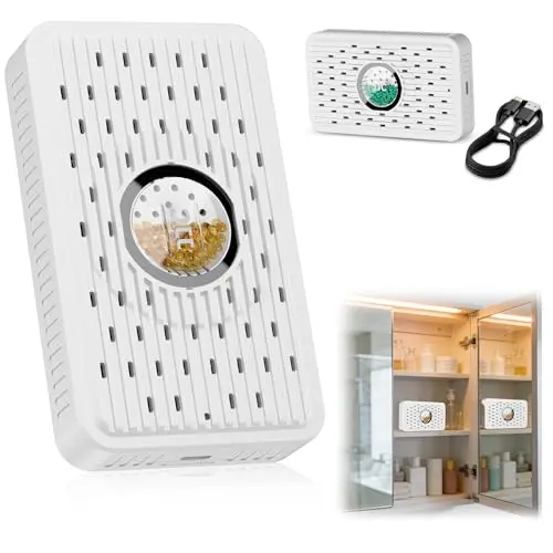 KIORAFOTO white USB-C rechargeable dehumidifier with visual moisture indicator window