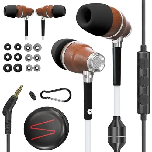 Symphonized Premium Airtube wired EMF earbuds with wood housing
