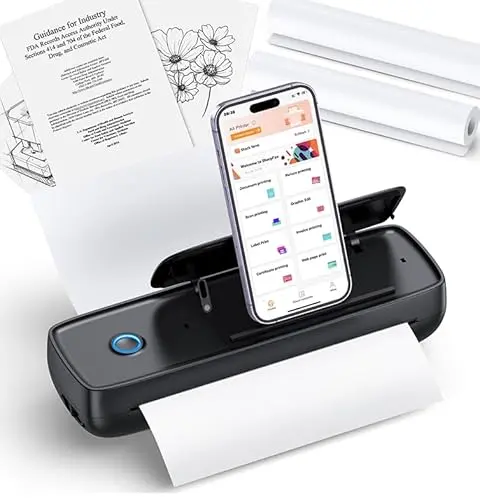 Aixiqee black inkless portable printer with documents