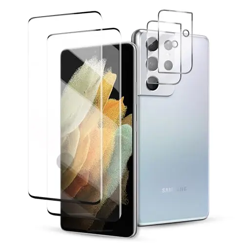 WILLONE 2-pack tempered glass screen protector and camera lens protector for Samsung Galaxy S21 Ultra