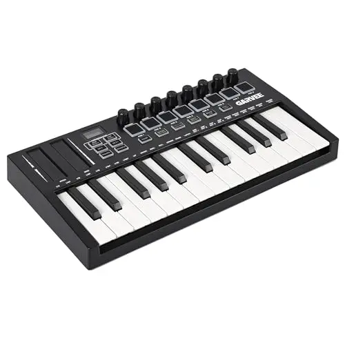 Garvee 25-key USB MIDI keyboard controller with assignable knobs and pads