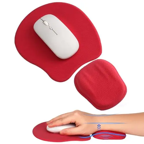 Ulikem ergonomic mouse pad and separate wrist rest set in crimson red