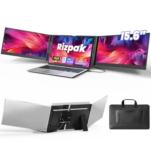 Rizpak 15.6-inch one-cable triple portable monitor for laptops