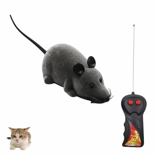 SAYUANVA gray plush remote control electronic mouse for cats
